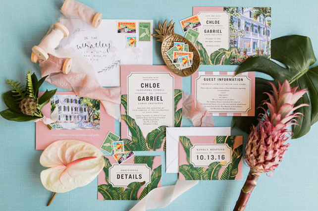 36 идей для свадебной полиграфии в тропическом стиле 