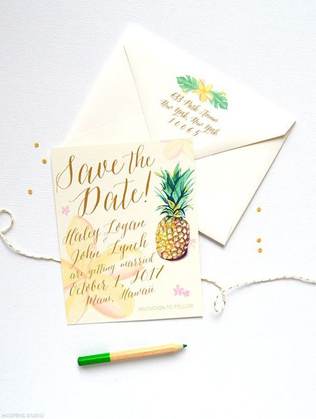 36 идей для свадебной полиграфии в тропическом стиле 