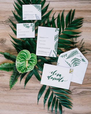 36 идей для свадебной полиграфии в тропическом стиле 