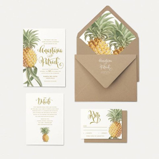 36 идей для свадебной полиграфии в тропическом стиле 