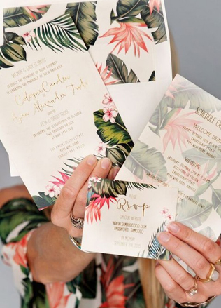 36 идей для свадебной полиграфии в тропическом стиле 