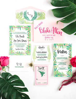 36 идей для свадебной полиграфии в тропическом стиле 