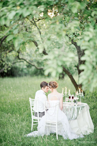 Волшебный ужин, жених и невеста за столом