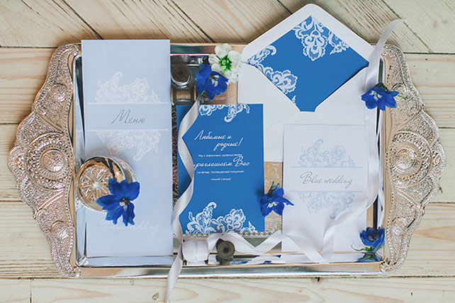 Воздушное утро невесты в голубых тонах, полиграфия