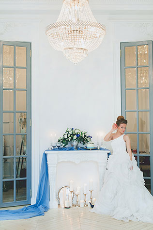 Воздушное утро невесты в голубых тонах, образ невесты