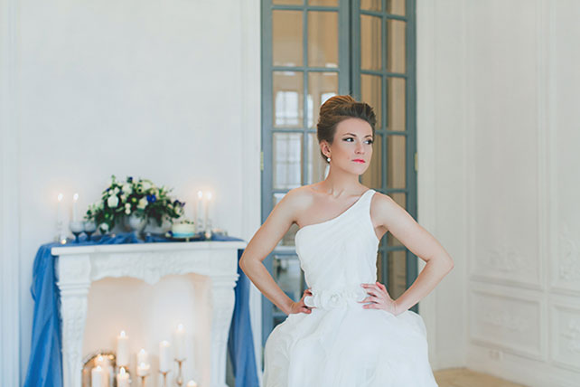 Воздушное утро невесты в голубых тонах, образ невесты