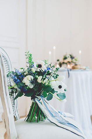 Воздушное утро невесты в голубых тонах, букет невесты