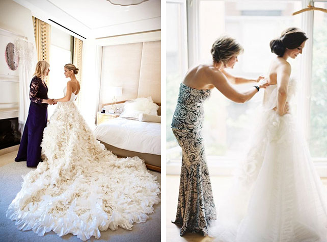 Свадебные фотографии молодожёнов с мамами, свадебное фото невесты с мамой