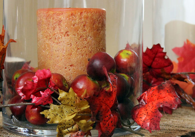 яблоки в декоре свадьбы, композиция на стол