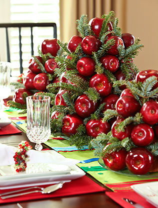 яблоки в декоре свадьбы, композиция на стол