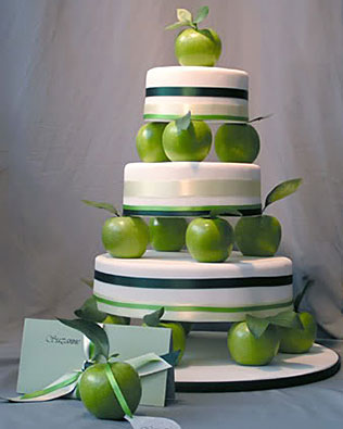 яблоки в декоре свадьбы, торт