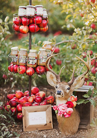 яблоки в декоре свадьбы, бонбоньерки