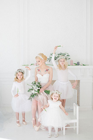 Утро невесты: завтрак балерины, невеста с детьми