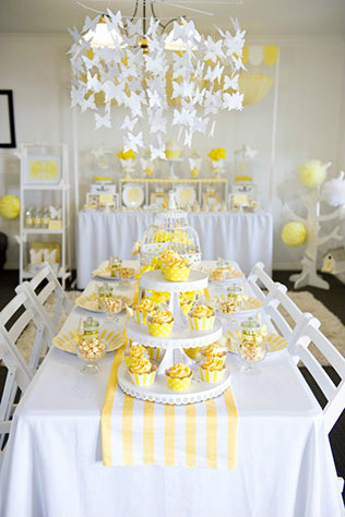 Свадьба в жёлтом цвете, сладкий стол