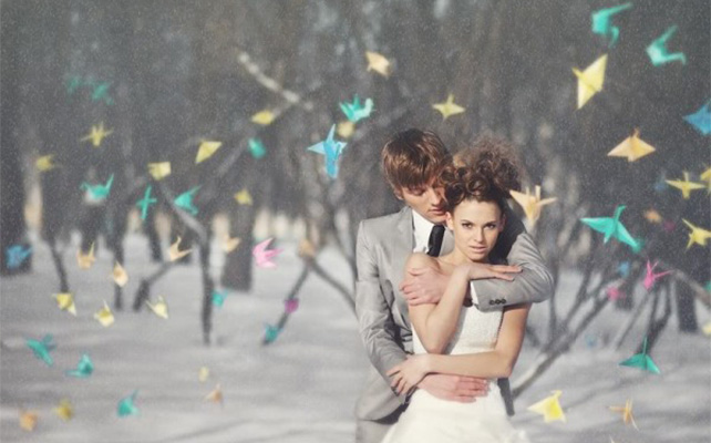 Зимняя фотосессия на свадьбе