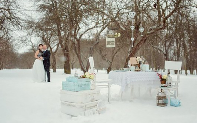 Зимняя фотосессия на свадьбе