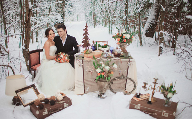 Зимняя фотосессия на свадьбе