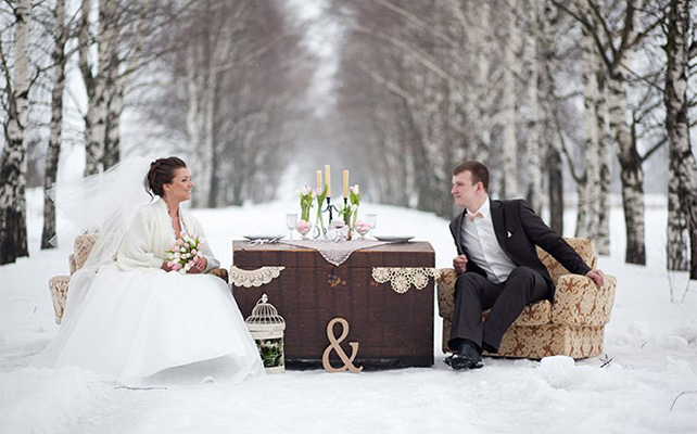Зимняя фотосессия на свадьбе