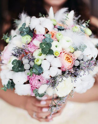 зимний букет невесты с хлопком