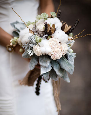 зимний букет невесты с хлопком