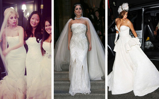 Леди Гага в свадебных платьях от Веры Вонг, Версаче, Ульяны Сергиенко