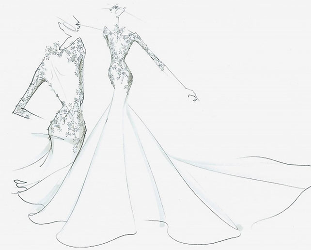 эскиз свадебного платья Marchesa для сети отелей St. Regis