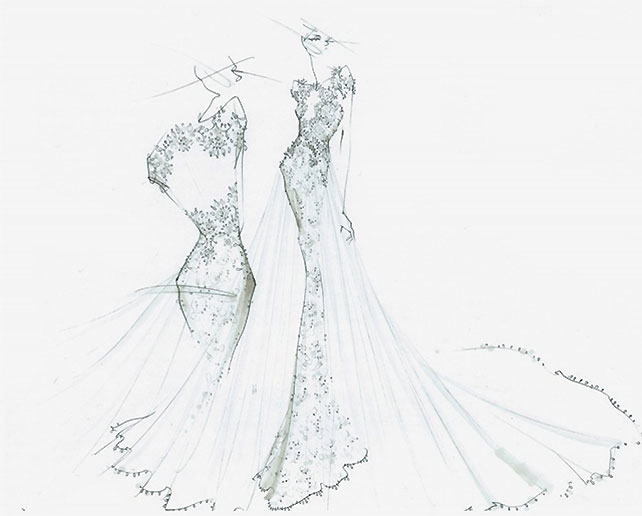 эскиз свадебного платья Marchesa для сети отелей St. Regis