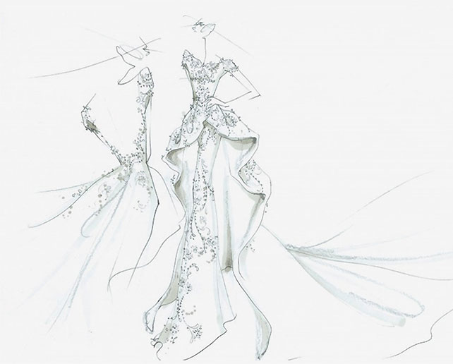 эскиз свадебного платья Marchesa для сети отелей St. Regis