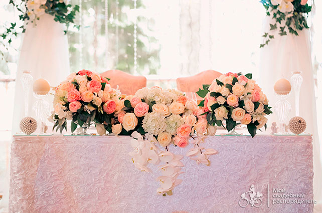 Свадьба в стиле Коко Шанель, декор стола молодоженов