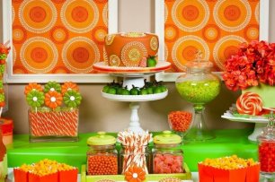 Сладкий стол оранжевый-зеленый