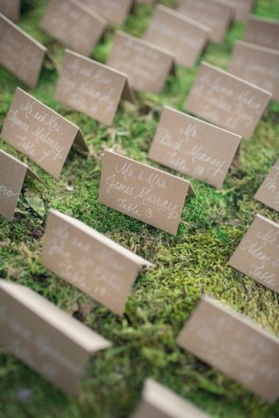 Рассадочные карточки на траве