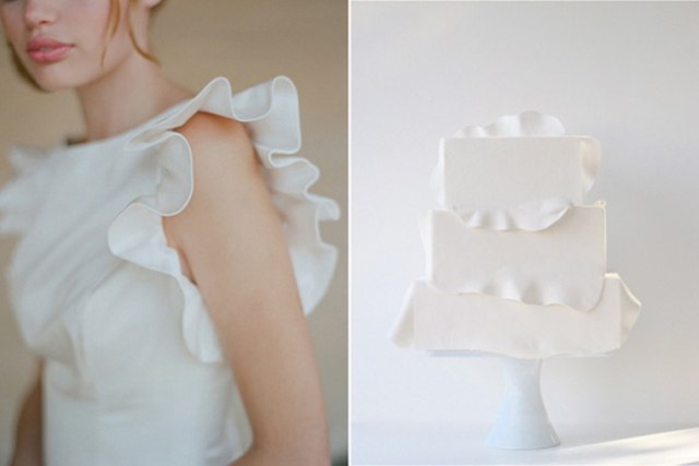 Торт и свадебное платье в одном стиле