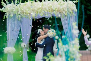 Гламурная бирюзовая свадьба, церемония