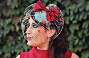 Вуалетка с валентинками