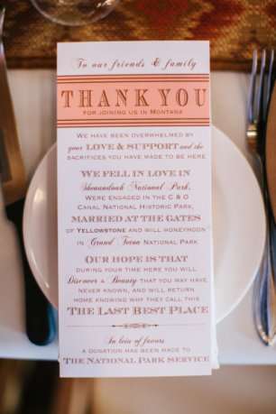 Меню - элемент декора свадебного стола