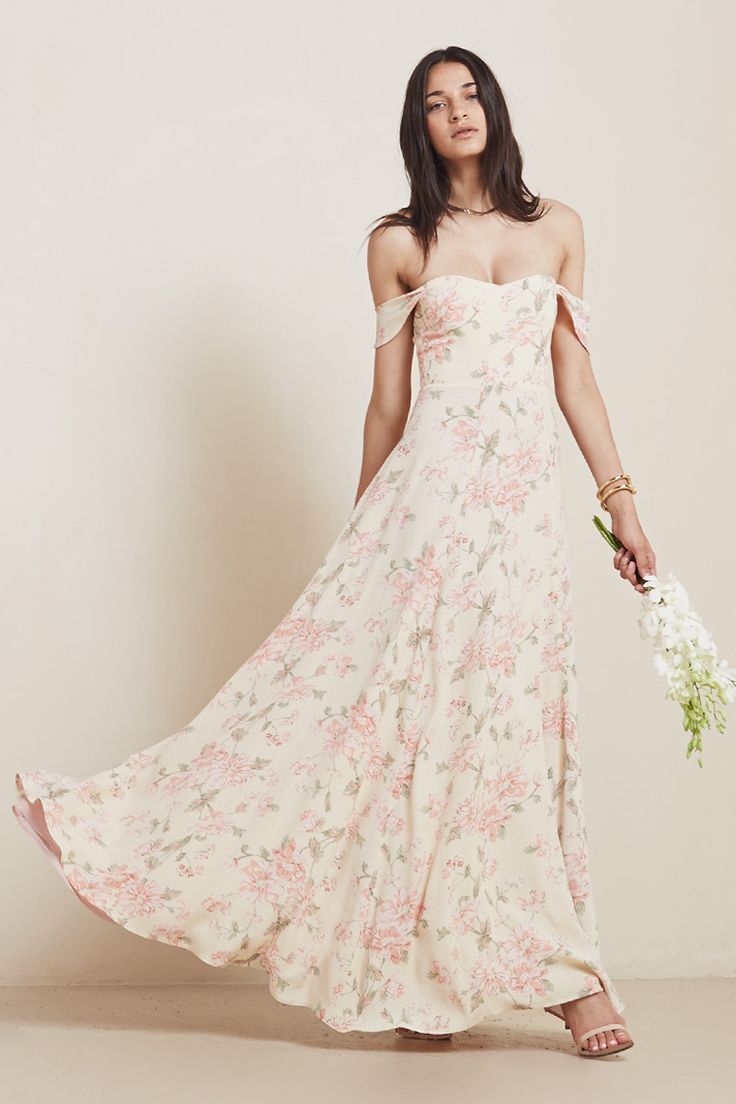 Платье невесты с цветочным принтом