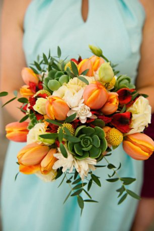 Букет подружки невесты с тюльпанами
