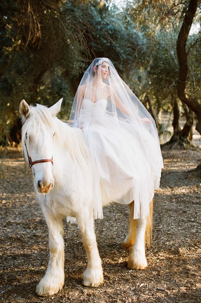 Фотосессия невесты на лошади