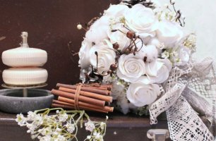 Букет невесты с хлопком