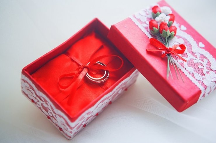 Кольцо на свадьбу в коробочке