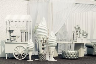 Роскошная белоснежная свадьба, мороженое для гостей