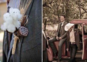 Интересное решение из хлопка для бутоньерки костюма жениха