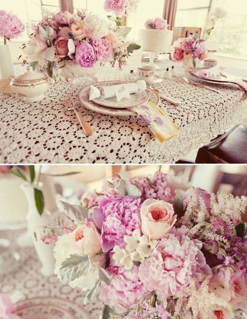 Оформление свадебного стола цветами розовых оттенков