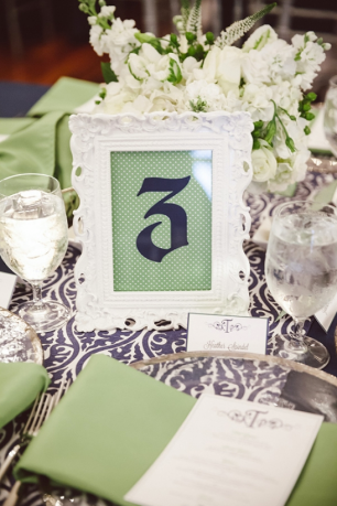 Номер стола в изящной рамке