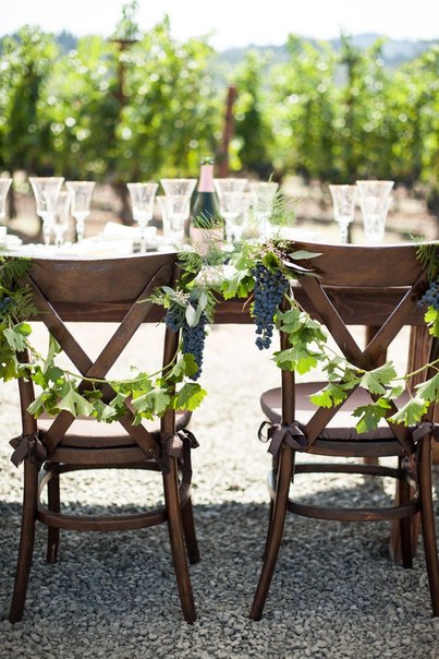 Декор стульев виноградной лозой