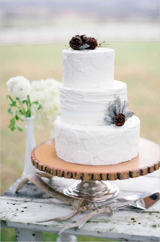 Свадебный торт, украшенный шишками