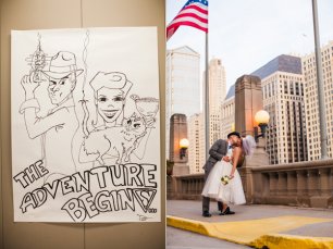 Плакат, жених и невеста