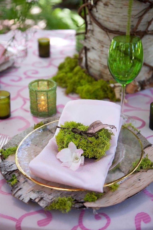 Декор свадебного стола в зеленом цвете