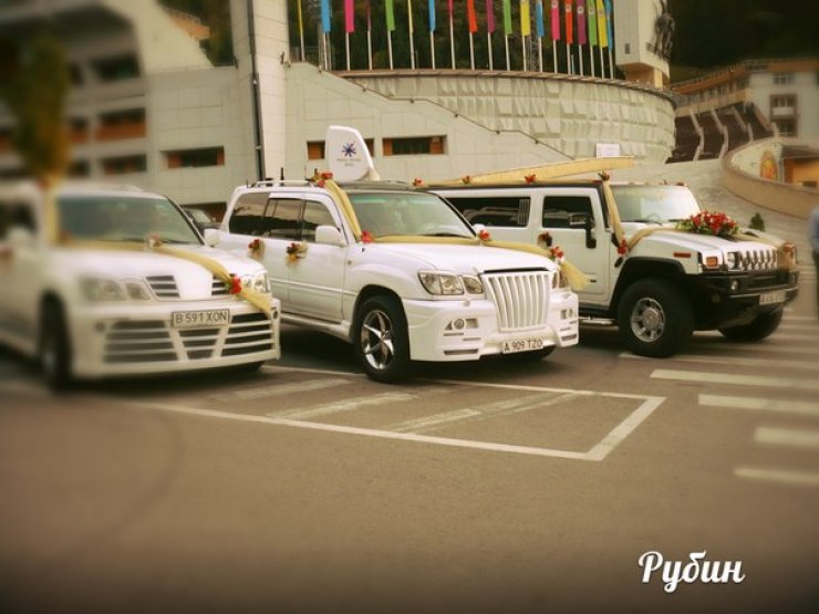 Hummer Н2
Количество мест – 15.
Год выпуска – 2010.
Цвет авто - белый. 
Цена 150$ в час

В салоне:
4 плазменных TV, видео, аудио стерео система, эффект дискотеки, два минибара, кондиционер, зеркальный потолок, звездное небо.