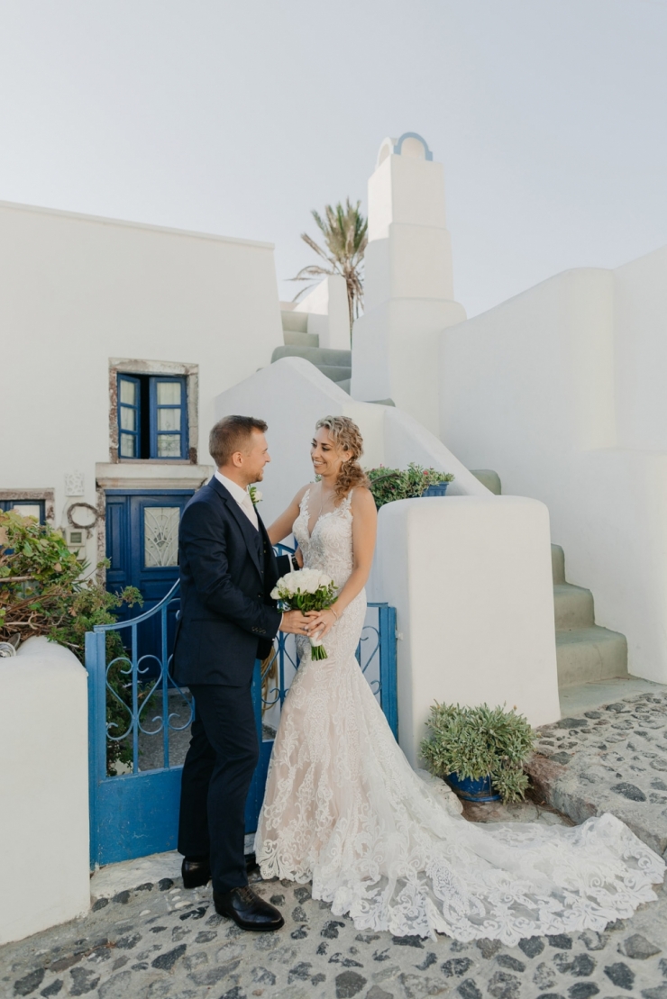 Великолепная Свадьба на Санторини Лауры и Аки, Свадебный фотограф в Греции  www.dianova.ru